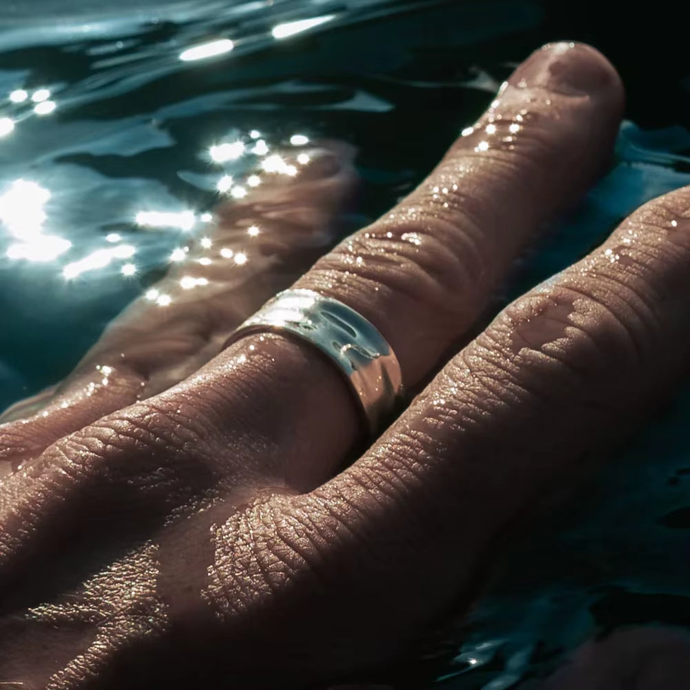 Emanco Stainless Steel Gold-Plated Fashion Wide Ring Simple Punk Style Suitable for Men to Wear Fine Jewelry