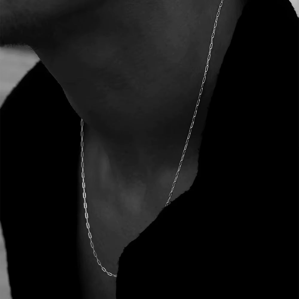 Emanco Fashion Men'S Necklace 2MM Stainless Steel Paperclip Chain Gold-Plated Punk Accessories Christmas Birthday Gift Wholesale